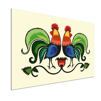 Platte für Küchenrückwand Hahnen-Volksmuster