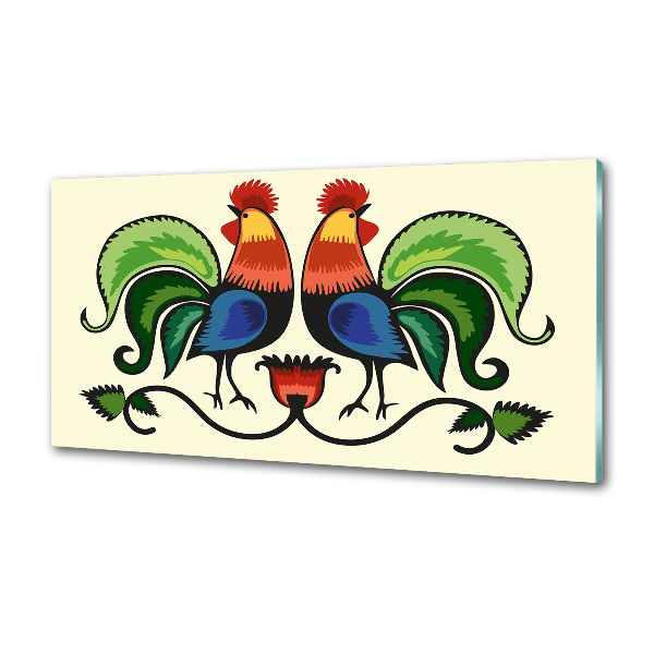 Platte für Küchenrückwand Hahnen-Volksmuster