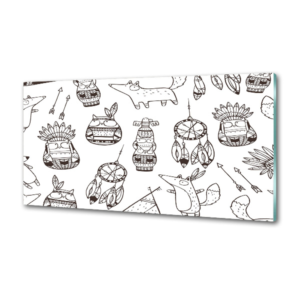 Küchen wandpaneel Indische Eulen