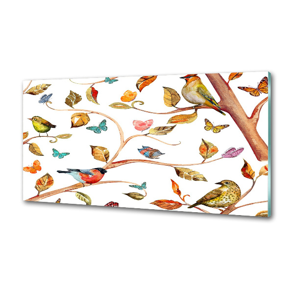 Glasrückwand für die küche Vögel und Schmetterlinge