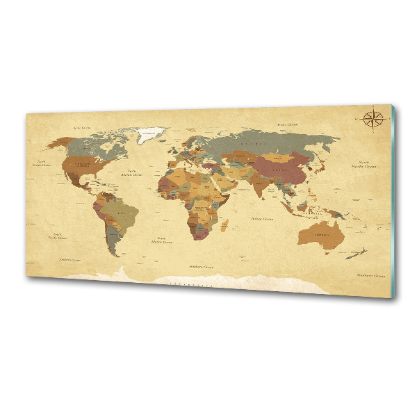 Glasrückwand für die küche Politische Karte