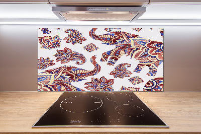 Glasrückwand für die küche Elefantenornamente