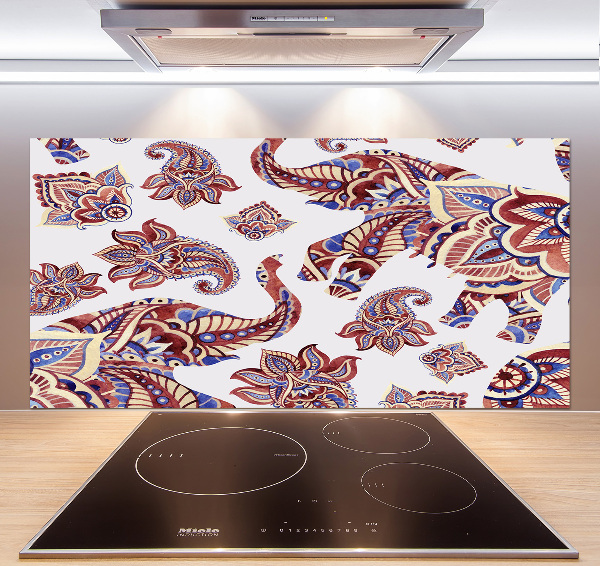 Glasrückwand für die küche Elefantenornamente