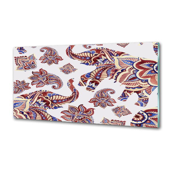 Glasrückwand für die küche Elefantenornamente