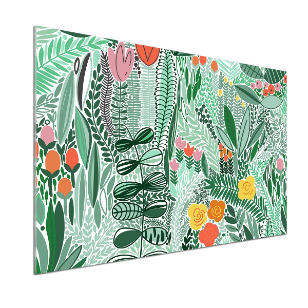 Glasrückwand für die küche Blumenmuster