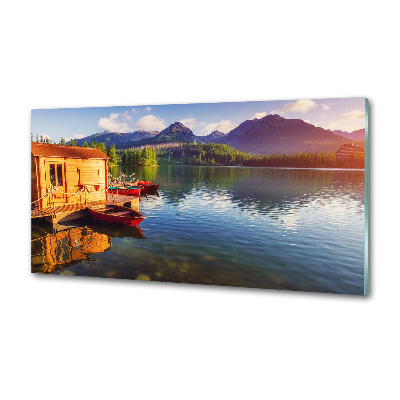 Glasrückwand für die küche See in den Bergen