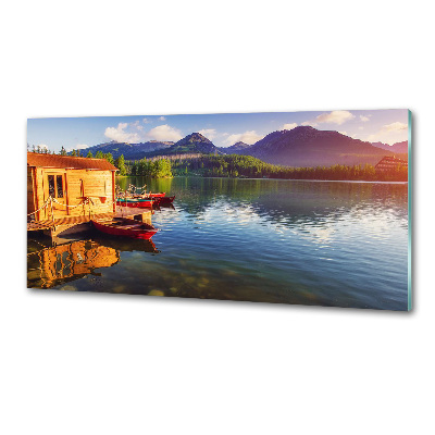 Glasrückwand für die küche See in den Bergen