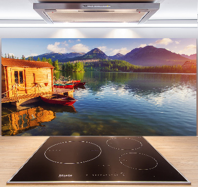 Glasrückwand für die küche See in den Bergen