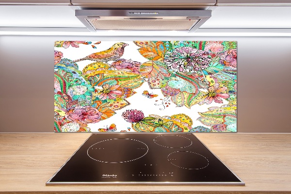 Platte für Küchenrückwand Vogel und Ornamente