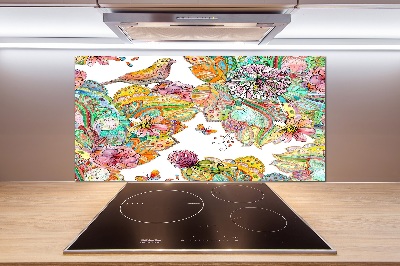 Platte für Küchenrückwand Vogel und Ornamente