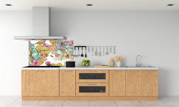 Platte für Küchenrückwand Vogel und Ornamente