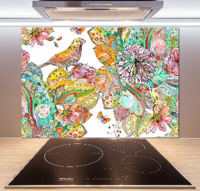 Platte für Küchenrückwand Vogel und Ornamente