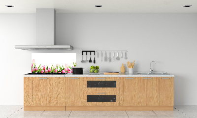 Glasrückwand für die küche Rosa Tulpen