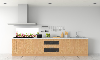 Glasrückwand für die küche Rosa Tulpen