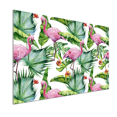 Küchen wandpaneel Flamingos Pflanzen