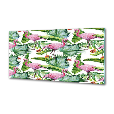 Küchen wandpaneel Flamingos Pflanzen
