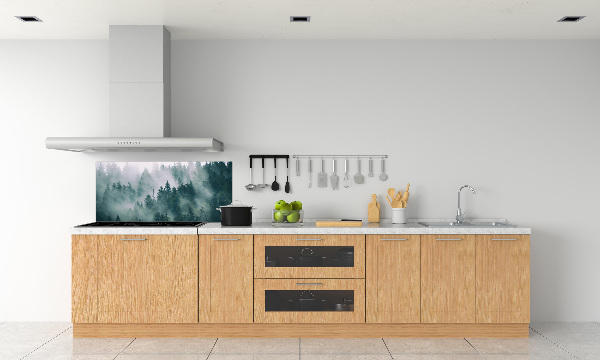 Glasrückwand für die küche Nebel über dem Wald