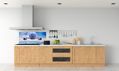 Küchen wandpaneel Ein Flugzeug über der Stadt