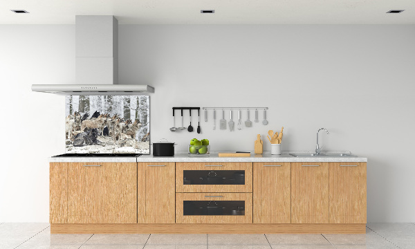 Küchen wandpaneel Wölfe im Winter