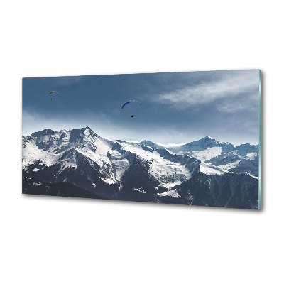 Platte für Küchenrückwand Gleitschirmfliegen in den Alpen