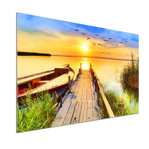 Küchen wandpaneel Boot und Pier