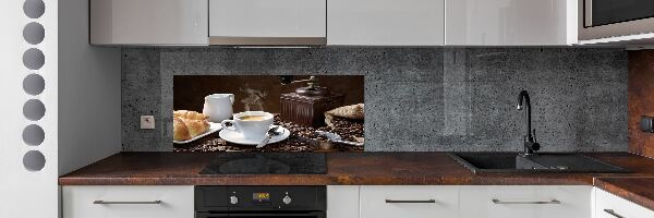 Platte für Küchenrückwand Croissants und Kaffee