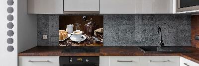 Platte für Küchenrückwand Croissants und Kaffee