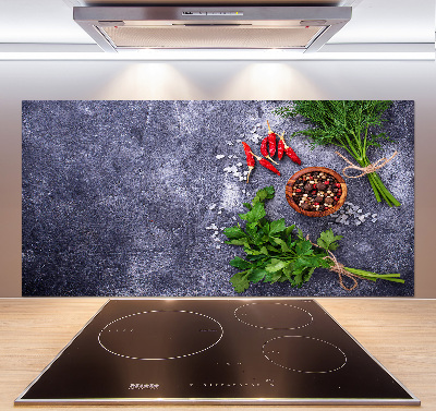 Platte für Küchenrückwand Kräuter und Gewürze