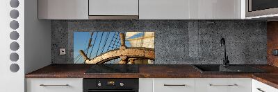 Küchen wandpaneel Das Ruder einer Yacht