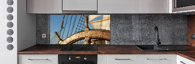 Küchen wandpaneel Das Ruder einer Yacht