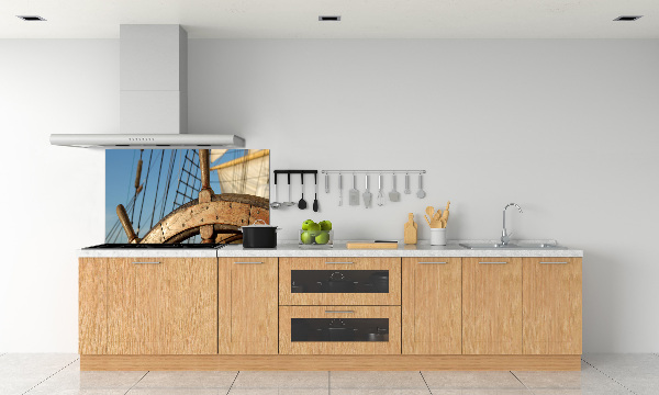 Küchen wandpaneel Das Ruder einer Yacht