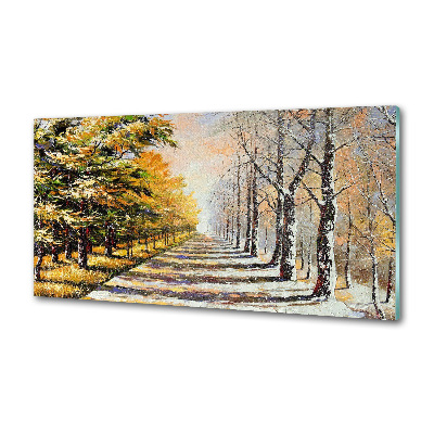 Glasrückwand für die küche Herbst vs. Winter