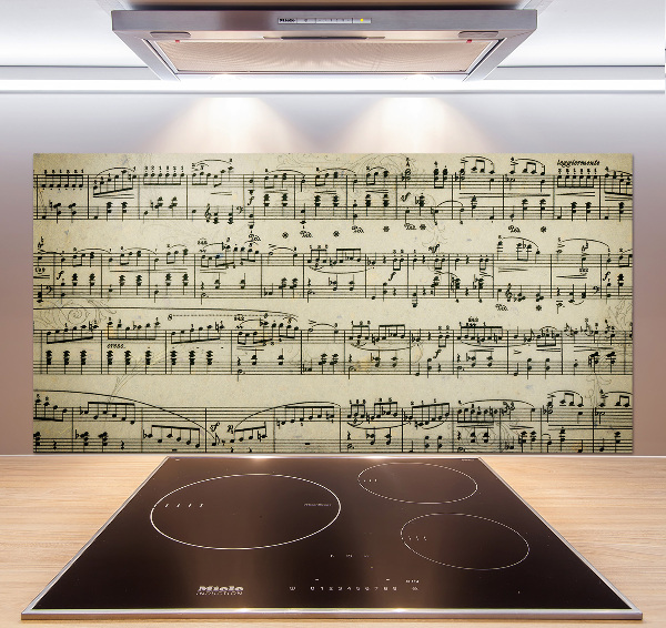 Platte für Küchenrückwand Noten auf einem Stab