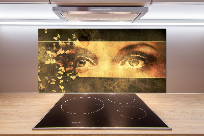 Glasrückwand für die küche Augen und Schmetterlinge