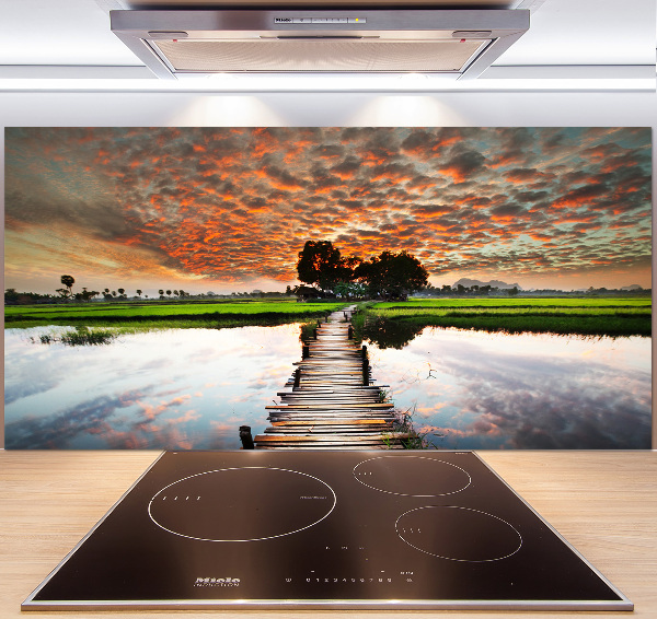 Glasrückwand für die küche Holzbrücke