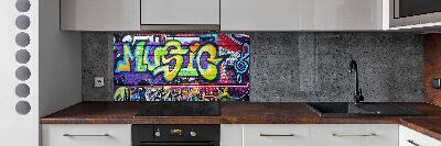 Glasrückwand für die küche Graffiti an der Wand