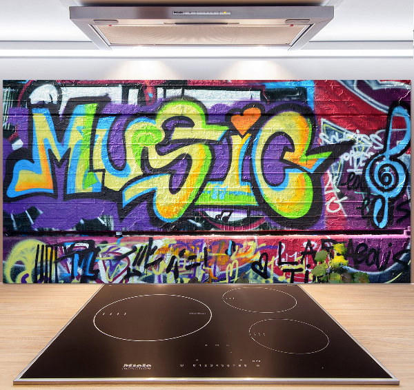 Glasrückwand für die küche Graffiti an der Wand