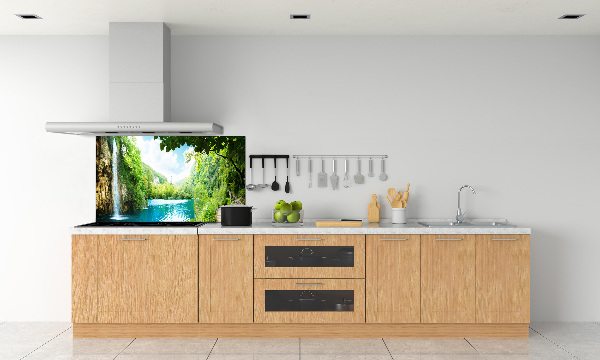 Platte für Küchenrückwand Wasserfall im Wald