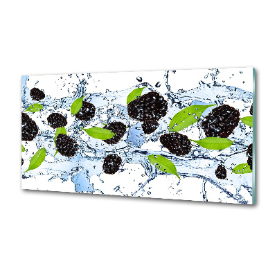 Glasrückwand für die küche Brombeeren und Wasser