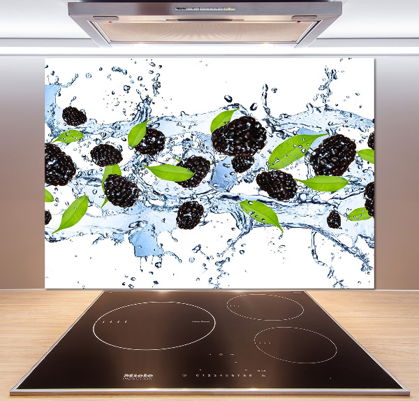 Glasrückwand für die küche Brombeeren und Wasser