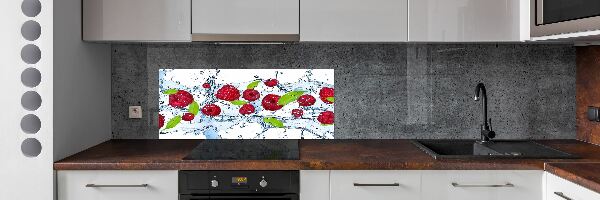Platte für Küchenrückwand Himbeeren und Wasser