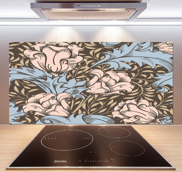 Glasrückwand für die küche Blumenmuster