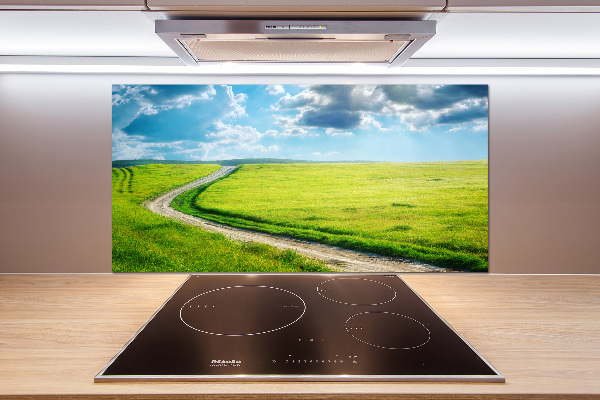 Glasrückwand für die küche Pfad in der Wiese