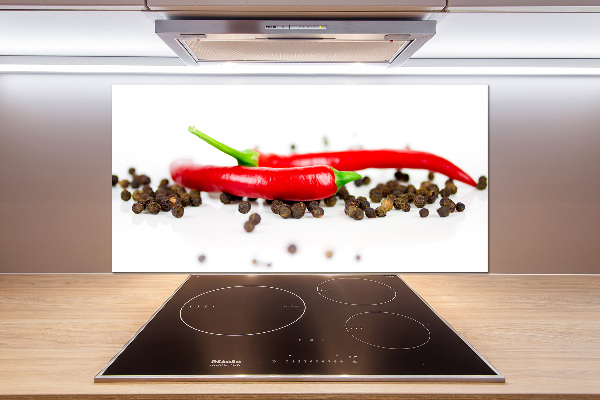 Glasrückwand für die küche Chili und Pfeffer