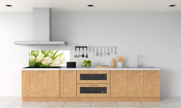 Glasrückwand für die küche Weiße Tulpen