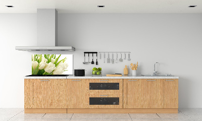 Glasrückwand für die küche Weiße Tulpen