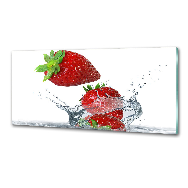 Küchen wandpaneel Erdbeeren und Wasser