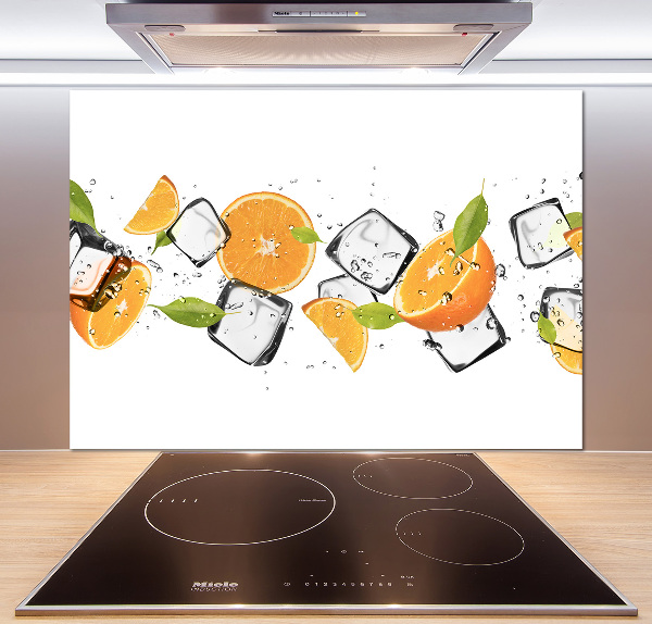 Glasrückwand für die küche Orangen mit Eis