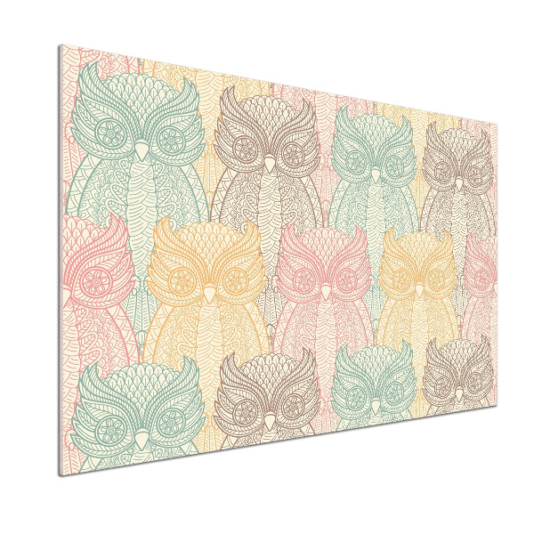 Glasrückwand für die küche Eulen