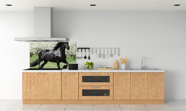 Platte für Küchenrückwand Schwarze Pferdeblumen